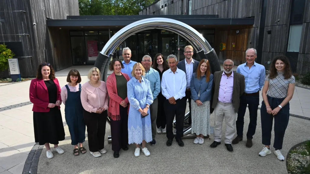 Matt Francis with the trustees and directors of The Oxford Trust outside the Wood Centre for Innovation in Headington (credit: Roger Askew)