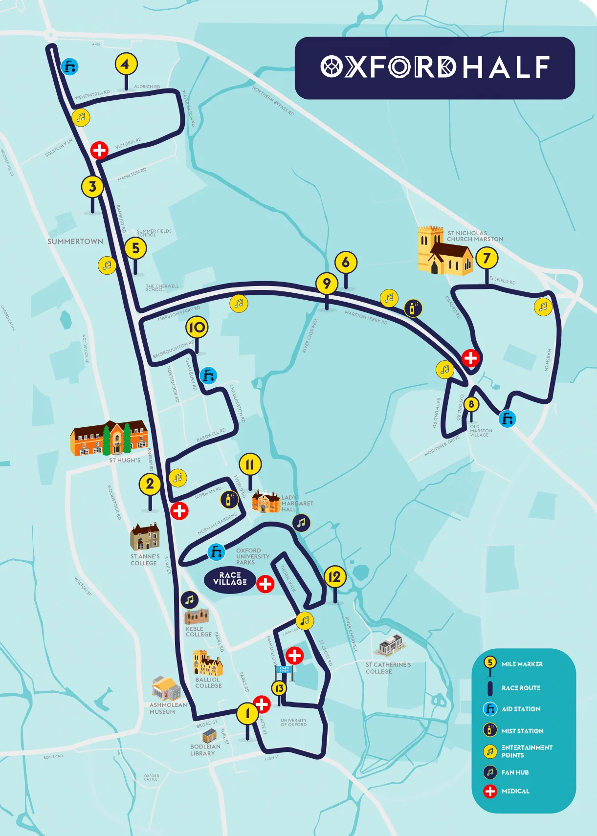 Oxford Half Marathon 2026 route map