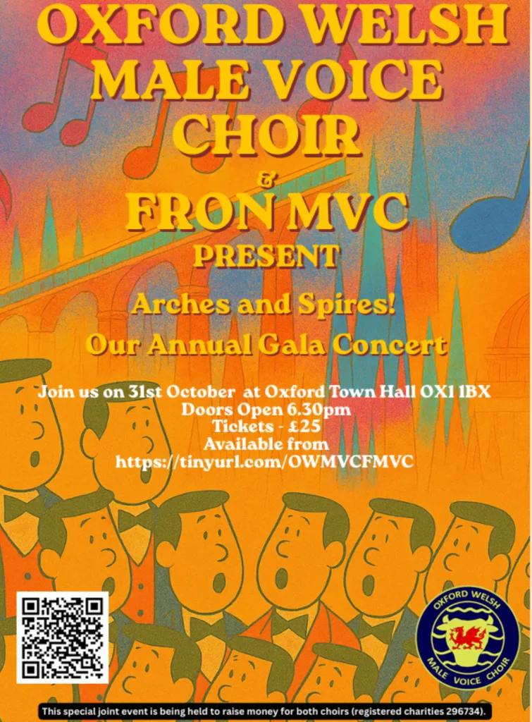Oxford Welsh Male Voice Choir – ‘Arches and Spires’ concert with Fron MVC