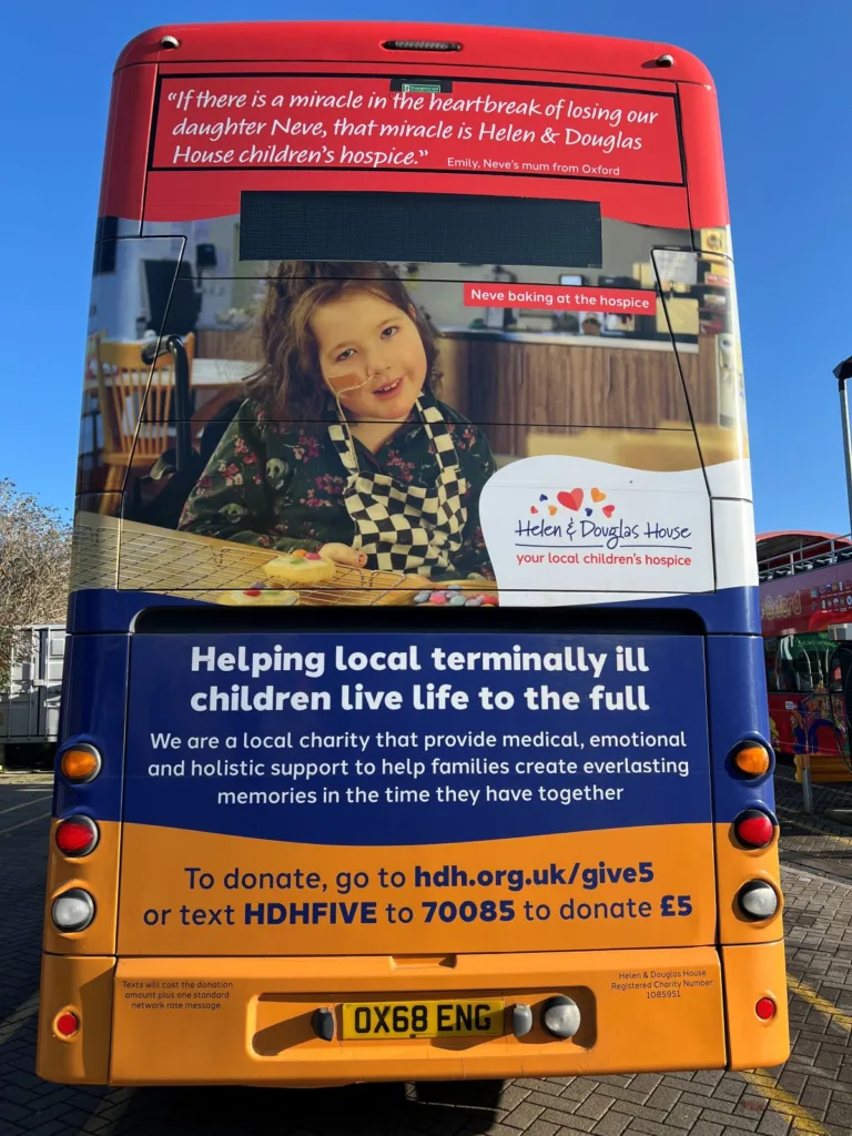 World’s first children’s hospice Helen & Douglas House unveils branded bus after competition win