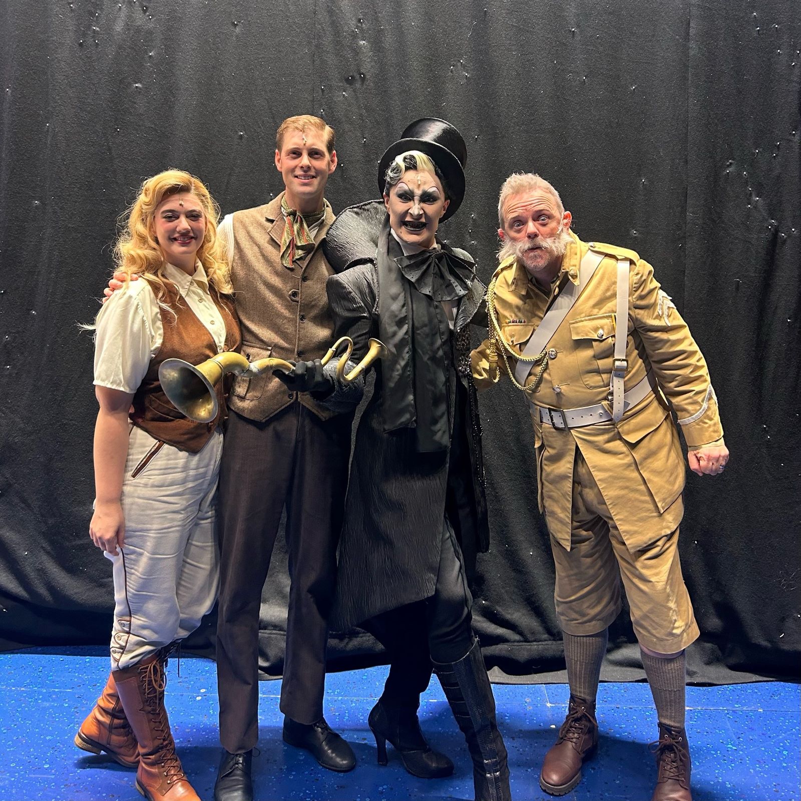 Chitty Chitty Bang Bang: The four main cast members at New Theatre Oxford.