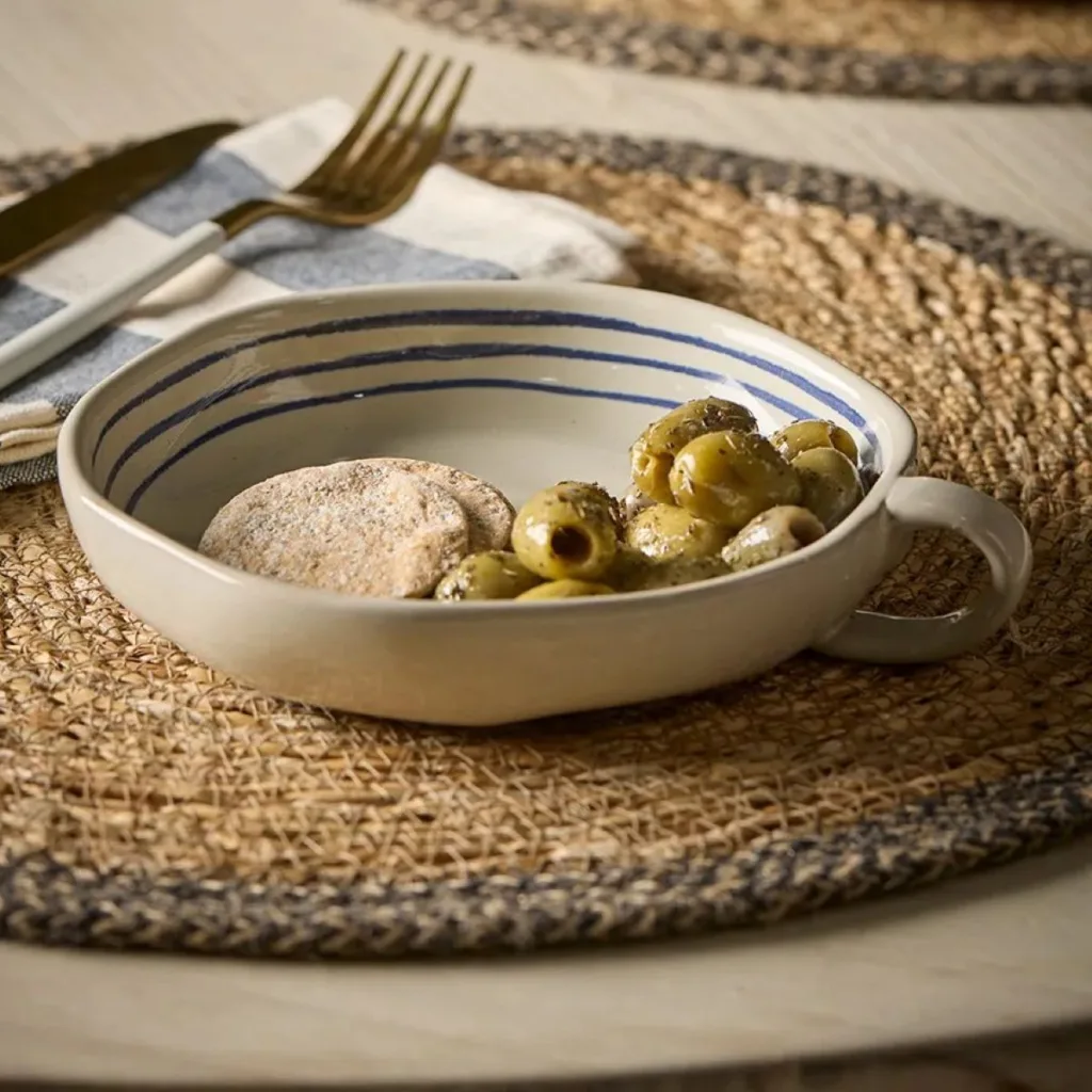 Blue Stripe Serving Bowl with Handle
Cox & Cox