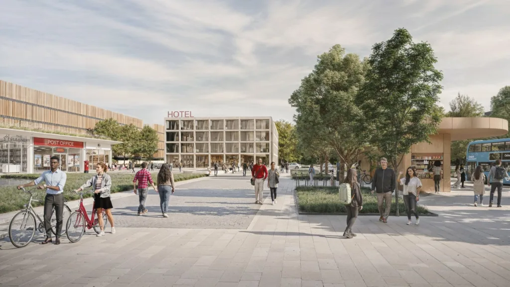 Artist's impression of hotel and wider facilities at EXOq Research and Innovation District. Image source: EXOq