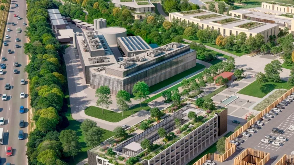 Image: Artist's impression of the HPC Facility and Energy Centre co-located in the eastern portion of the EXOq Research and Innovation District. Image source: EXOq