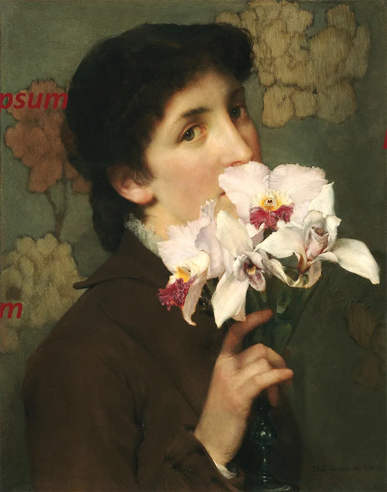 Girl Smelling Orchids, Sir Lawrence Alma Tadema, 1879, oil on panel. Courtesy the Richard Green Gallery, London