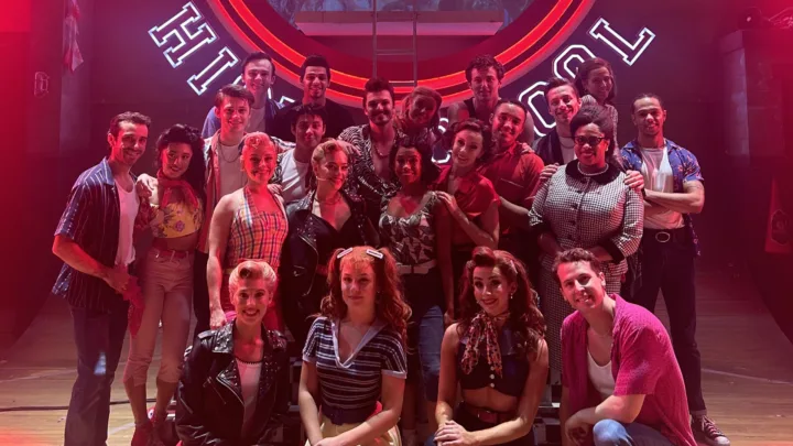 Grease the Musical: A nostalgic celebration of 1950s youth culture. Image: Cast of Grease UK tour 2024 at New Theatre Oxford