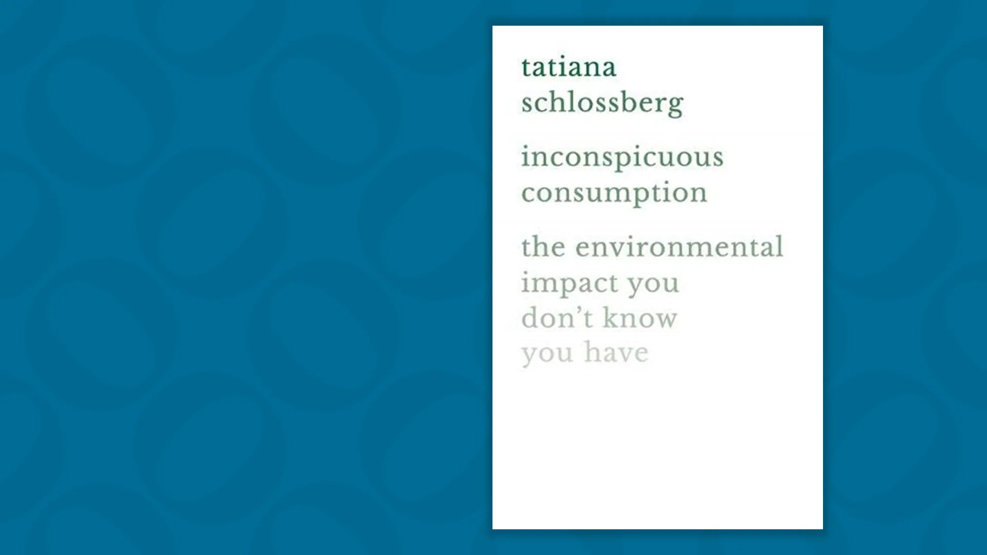 Inconspicuous Consumption by Tatiana Schlossberg