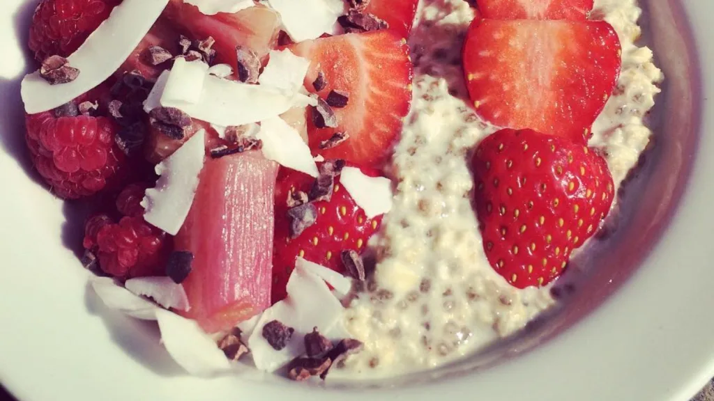 Overnight Soaked Oats with Seasonal Berries and Rhubarb Recipe