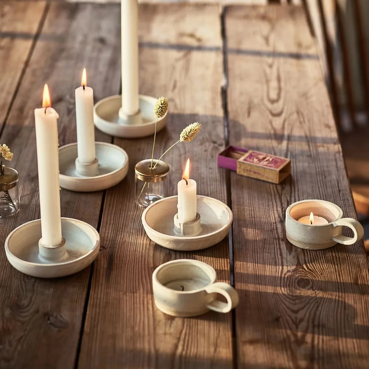 Handmade stoneware candle holders and tealight holders Rowen & Wren