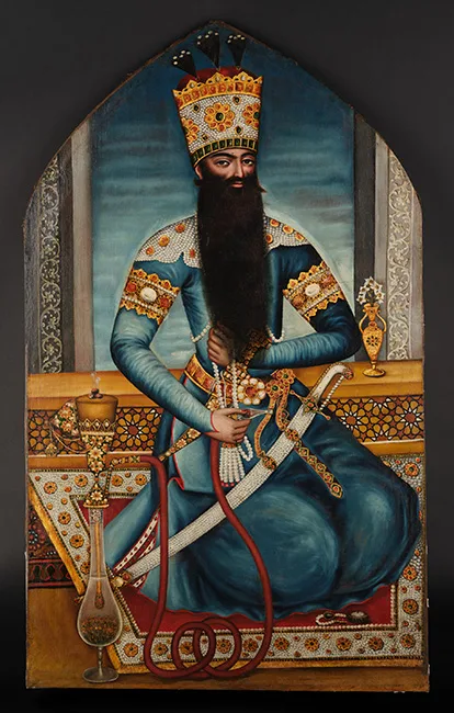 Seated Portrait of Fath Ali Shah of Iran retouched & conserved, about 1798, oil on canvas © Ashmolean Museum