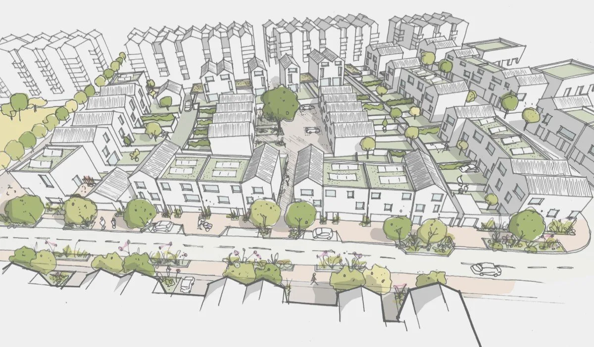 3. Sketch of new homes at Oxford North's Canalside
